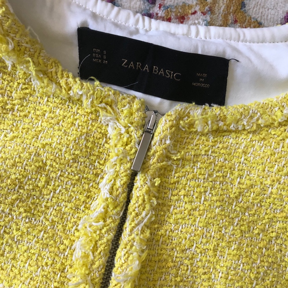 Zara Yellow Tweed Blazer Jacket - Picture 3 of 5